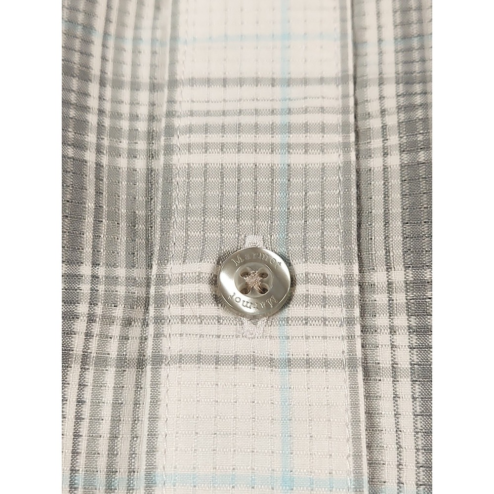 Marmot Mens XL White Plaid Button Up Shirt Lightweight Hiking Outdoors Short Slv - Picture 4 of 11